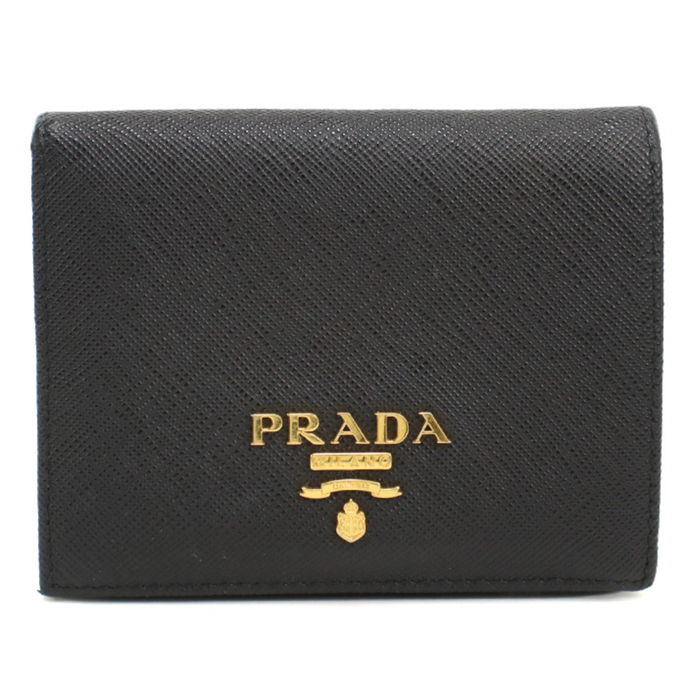 PRADA bi-fold wallet 1MV204 Saffiano leather women's black